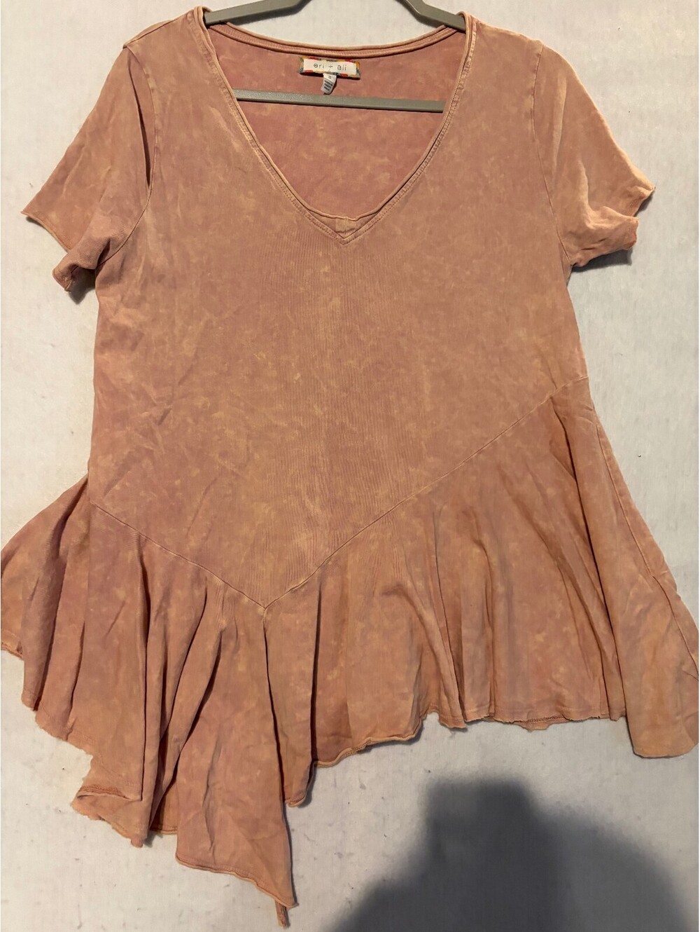 Eri + Iai Women's Asymmetric Ruffled Short Sleeve Top Size Small